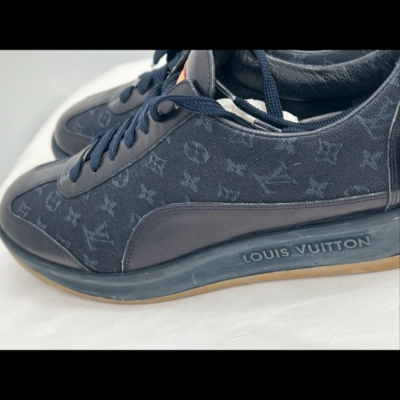 Louis Vuitton Women's Navy Monogram Mini Lin Canvas Sneakers EU Size 38 MA0052 - Picture 15 of 16